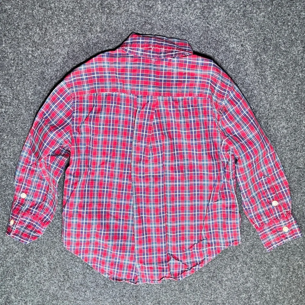 Ralph Lauren Button Down Shirt Toddler 2T Red Plaid‎ Long Sleeve Polo
